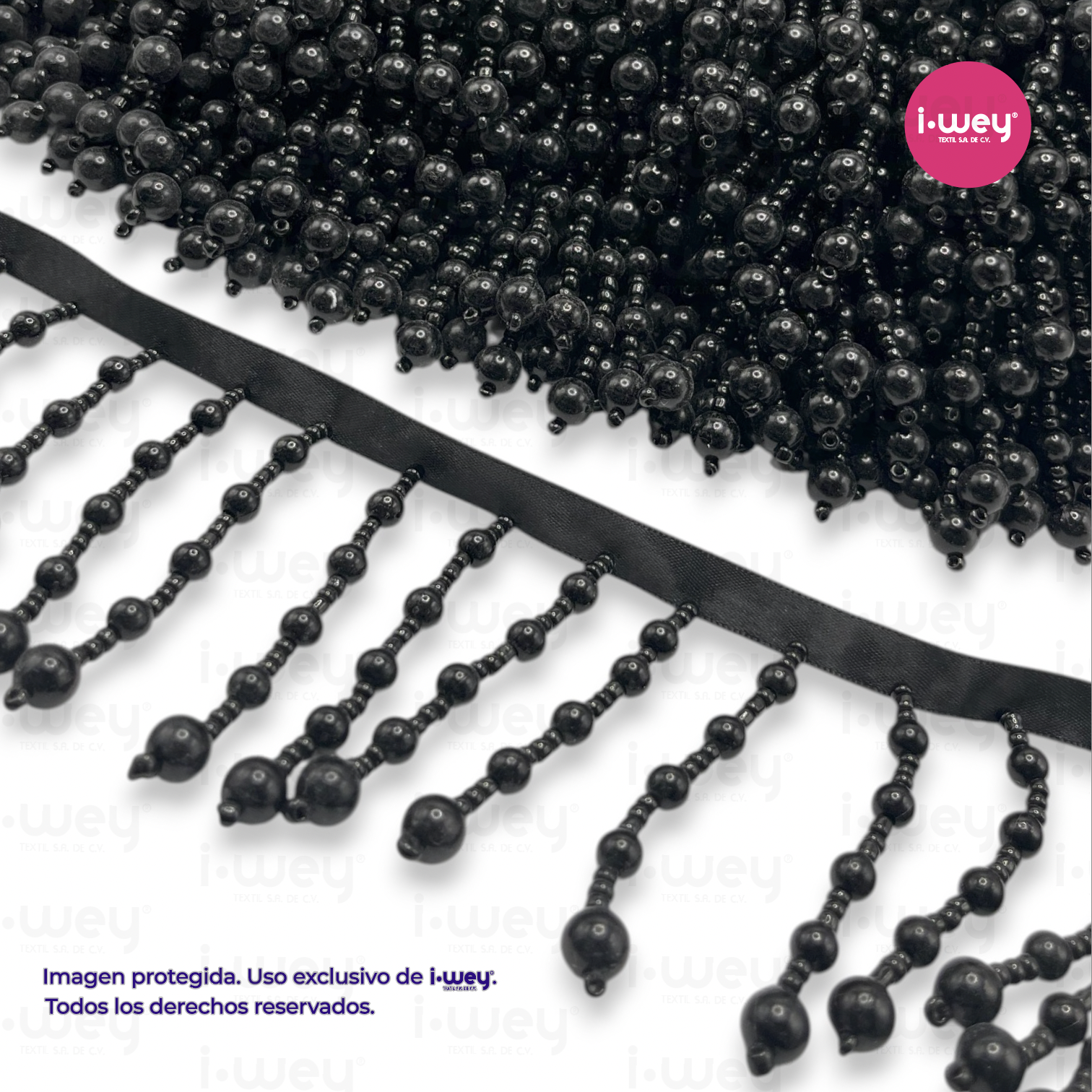 Fleco Base Listón de Perla Negro