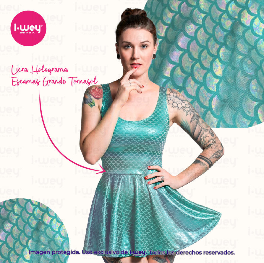 Licra Holograma Escamas Tornasol