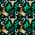 Estampado Cactus y cuero negro