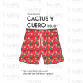Estampado Cactus y cuero rojo