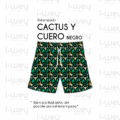 Estampado Cactus y cuero negro