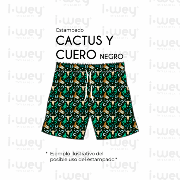 Estampado Cactus y cuero negro