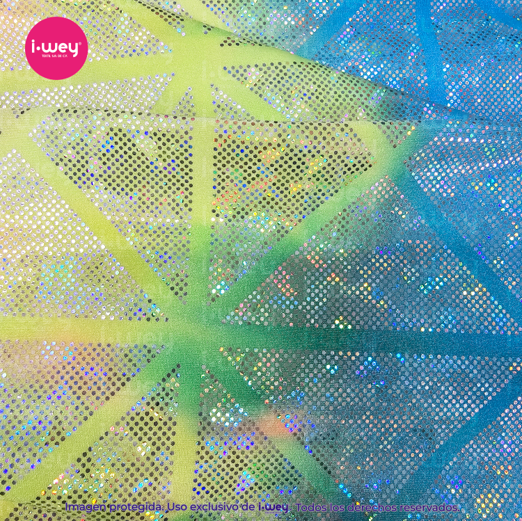 Licra Holograma Disco Geométrico