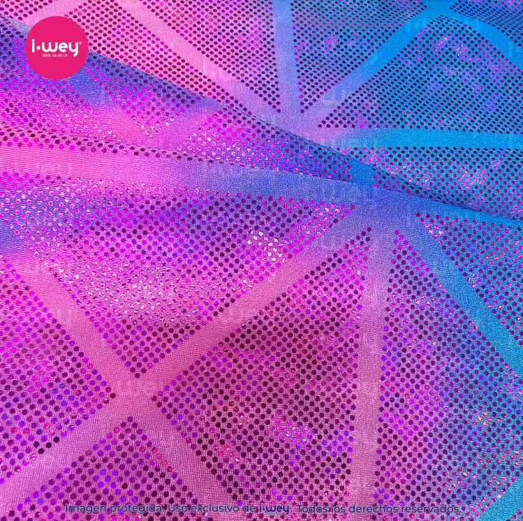 Licra Holograma Disco Geométrico