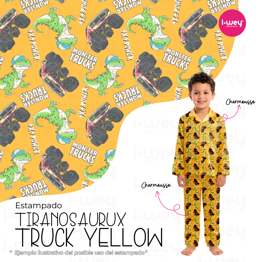 Estampado Tiranosaurux Truck Yellow