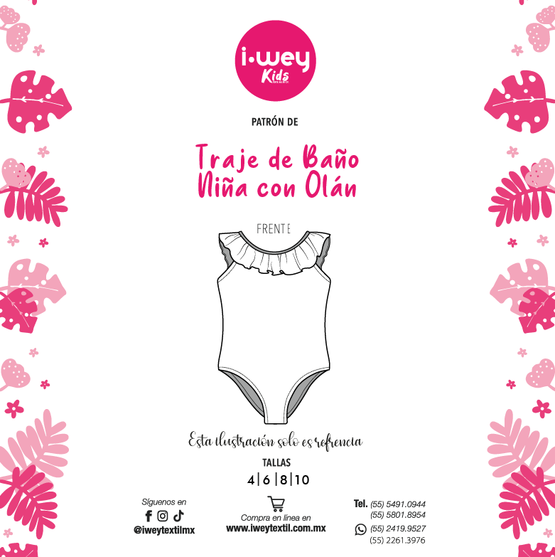 Patrón de Traje de Baño para Niña Clásico con Olán