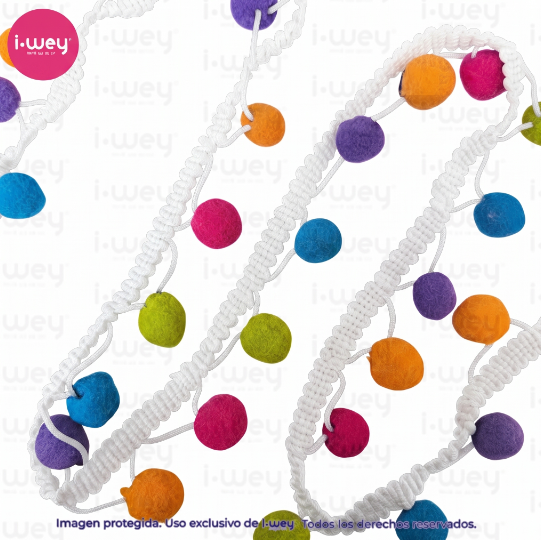 Tira de Pompon 9 mm Multicolor
