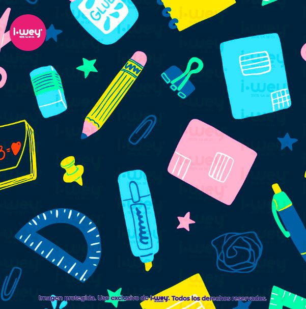 Estampado Neon School Supplies
