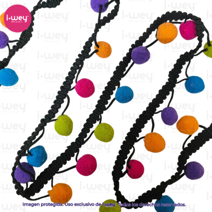 Tira de Pompon 9 mm Multicolor