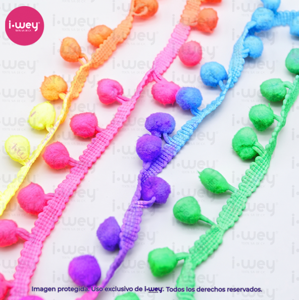 Tira de Pompon 9 mm Multicolor
